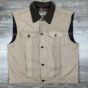 Wrangler Plaid Flannel Lined Canvas Khaki Vest